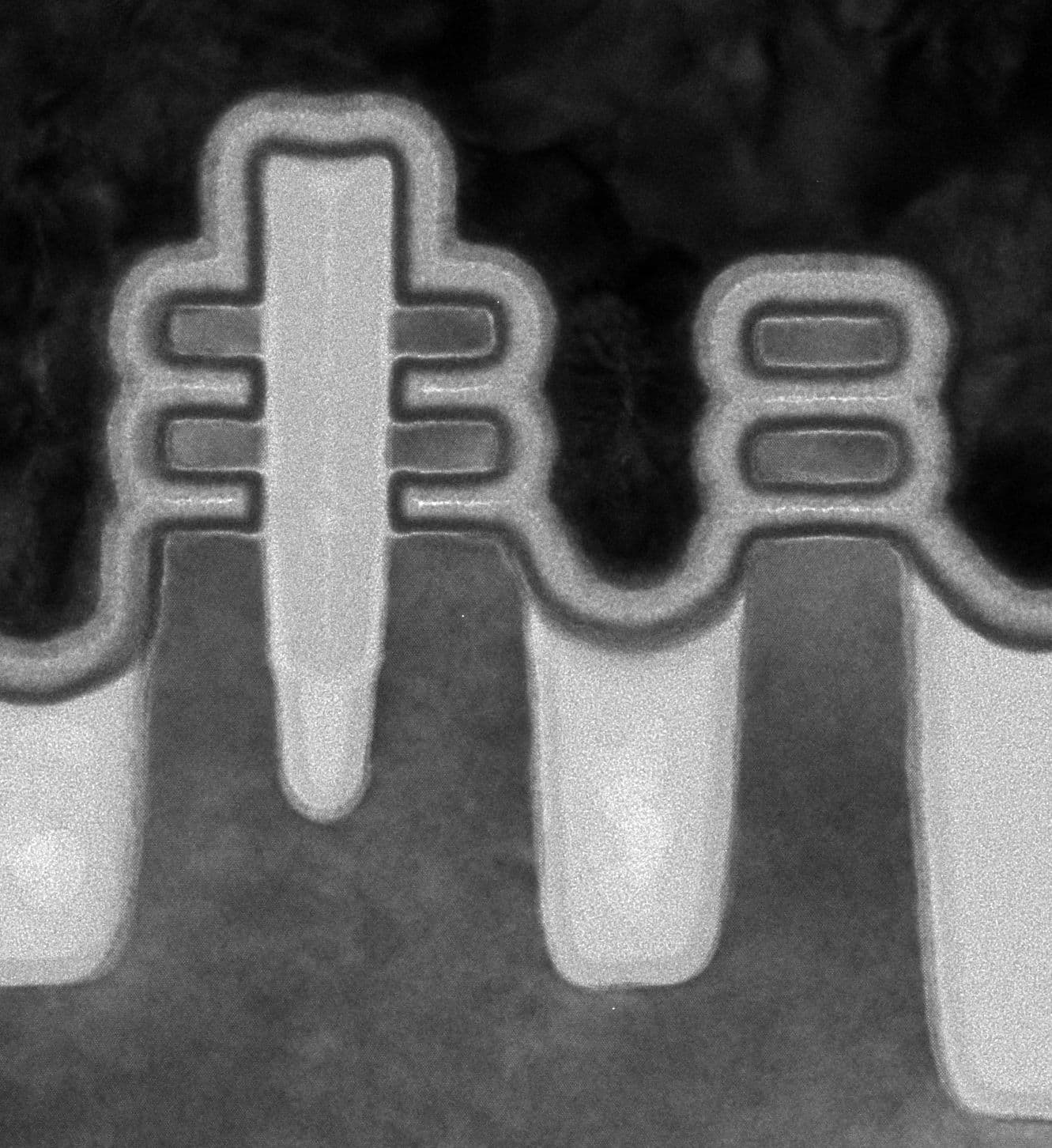 TEM-beeld van de co-geïntegreerde forksheet en nanosheet 